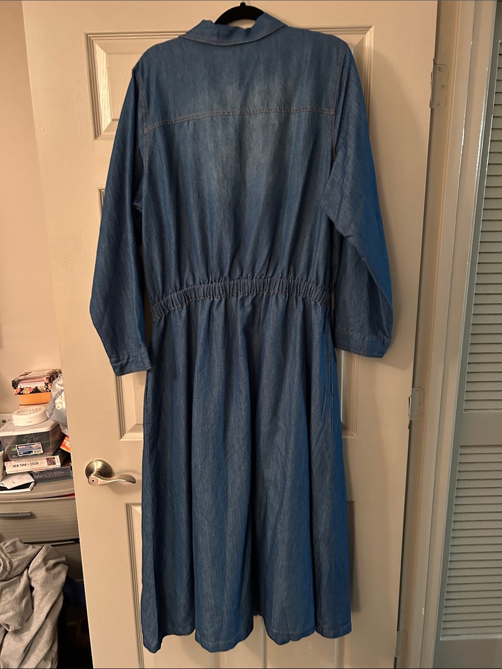 Ashley Stewart Blue Denim Maxi Shirt Dress - Picture 4 of 4